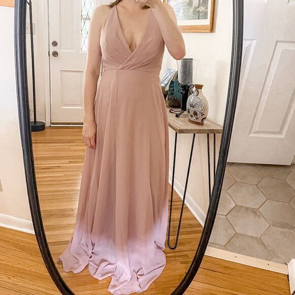 Jenny Yoo Collection Bridesmaid Chiffon Maxi Dress Blush - Picture 1 of 9